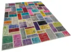Patchwork Multi Pamuk Üzerine Yün El Dokuma Kilim-173x238 - Görsel 2