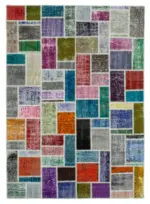Patchwork Multi Pamuk Üzerine Yün El Dokuma Kilim-173x240