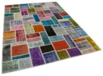 Patchwork Multi Pamuk Üzerine Yün El Dokuma Kilim-173x240 - Görsel 2