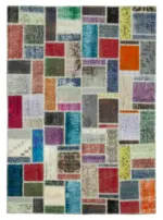 Patchwork Multi Pamuk Üzerine Yün El Dokuma Kilim-172x238