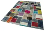 Patchwork Multi Pamuk Üzerine Yün El Dokuma Kilim-173x245 - Görsel 3