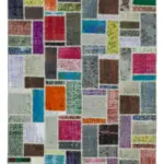 Patchwork Multi Pamuk Üzerine Yün El Dokuma Kilim-175x245