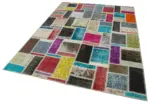 Patchwork Multi Pamuk Üzerine Yün El Dokuma Kilim-174x244 - Görsel 3