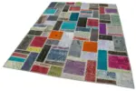 Patchwork Multi Pamuk Üzerine Yün El Dokuma Kilim-173x236 - Görsel 3