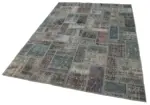 Patchwork Gri Pamuk Üzerine Yün El Dokuma Kilim-171x238 - Görsel 3