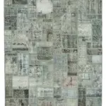 Patchwork Gri Pamuk Üzerine Yün El Dokuma Kilim-171x238