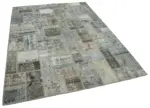 Patchwork Gri Pamuk Üzerine Yün El Dokuma Kilim-171x238 - Görsel 2