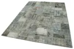 Patchwork Gri Pamuk Üzerine Yün El Dokuma Kilim-171x238 - Görsel 3