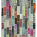 Patchwork Multi Pamuk Üzerine Yün El Dokuma Kilim-178x241