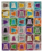Patchwork Multi Pamuk Üzerine Yün El Dokuma Kilim-193x236