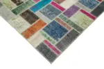 Patchwork Multi Pamuk Üzerine Yün El Dokuma Kilim-175x254 - Görsel 4