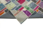 Patchwork Multi Pamuk Üzerine Yün El Dokuma Kilim-175x254 - Görsel 6