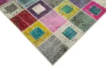 Patchwork Multi Pamuk Üzerine Yün El Dokuma Kilim-179x236 - Görsel 4