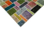 Patchwork Multi Pamuk Üzerine Yün El Dokuma Kilim-164x255 - Görsel 4