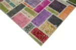 Patchwork Multi Pamuk Üzerine Yün El Dokuma Kilim-175x254 - Görsel 4