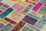 Patchwork Multi Pamuk Üzerine Yün El Dokuma Kilim-175x254 - Görsel 5