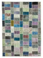 Patchwork Multi Pamuk Üzerine Yün El Dokuma Kilim-170x236