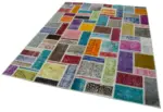 Patchwork Multi Pamuk Üzerine Yün El Dokuma Kilim-176x236 - Görsel 3