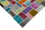 Patchwork Multi Pamuk Üzerine Yün El Dokuma Kilim-176x236 - Görsel 4