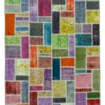 Patchwork Multi Pamuk Üzerine Yün El Dokuma Kilim-167x250