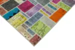 Patchwork Multi Pamuk Üzerine Yün El Dokuma Kilim-167x250 - Görsel 4