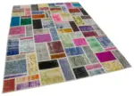 Patchwork Multi Pamuk Üzerine Yün El Dokuma Kilim-173x239 - Görsel 2