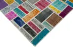 Patchwork Multi Pamuk Üzerine Yün El Dokuma Kilim-174x237 - Görsel 4