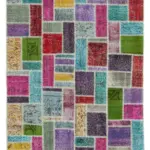Patchwork Multi Pamuk Üzerine Yün El Dokuma Kilim-166x250