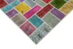 Patchwork Multi Pamuk Üzerine Yün El Dokuma Kilim-166x250 - Görsel 4