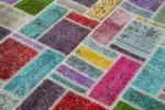 Patchwork Multi Pamuk Üzerine Yün El Dokuma Kilim-166x250 - Görsel 5