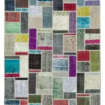 Patchwork Multi Pamuk Üzerine Yün El Dokuma Kilim-176x247