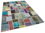 Patchwork Multi Pamuk Üzerine Yün El Dokuma Kilim-176x247 - Görsel 2