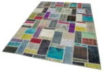 Patchwork Multi Pamuk Üzerine Yün El Dokuma Kilim-176x247 - Görsel 3