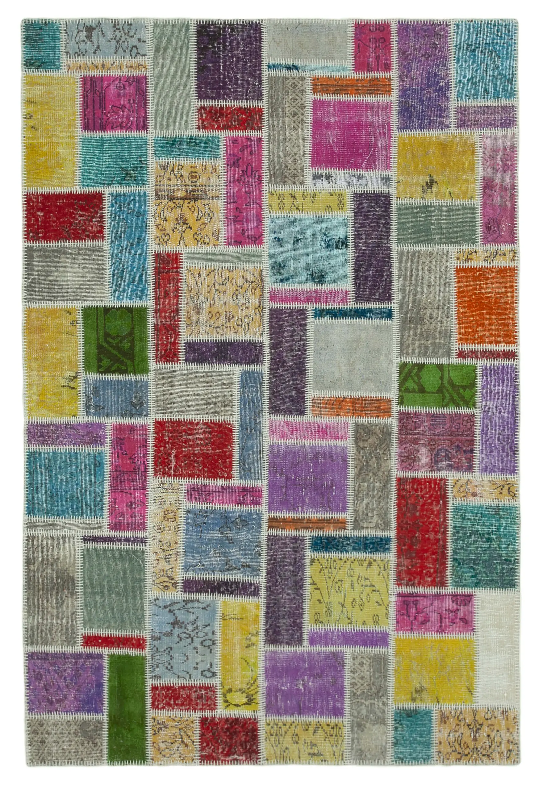 Rc_29604_0_Multicolor_Modern_Design_Patchwork_Rugs Patchwork Multi Pamuk Üzerine Yün El Dokuma Kilim-172x255 - Görsel 1