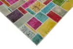 Patchwork Multi Pamuk Üzerine Yün El Dokuma Kilim-172x255 - Görsel 4