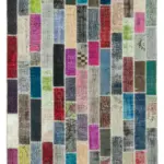 Patchwork Multi Pamuk Üzerine Yün El Dokuma Kilim-182x242