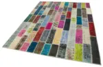 Patchwork Multi Pamuk Üzerine Yün El Dokuma Kilim-182x242 - Görsel 3