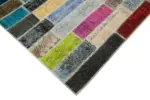 Patchwork Multi Pamuk Üzerine Yün El Dokuma Kilim-182x242 - Görsel 4