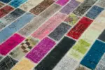 Patchwork Multi Pamuk Üzerine Yün El Dokuma Kilim-182x242 - Görsel 5