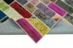 Patchwork Multi Pamuk Üzerine Yün El Dokuma Kilim-182x242 - Görsel 6