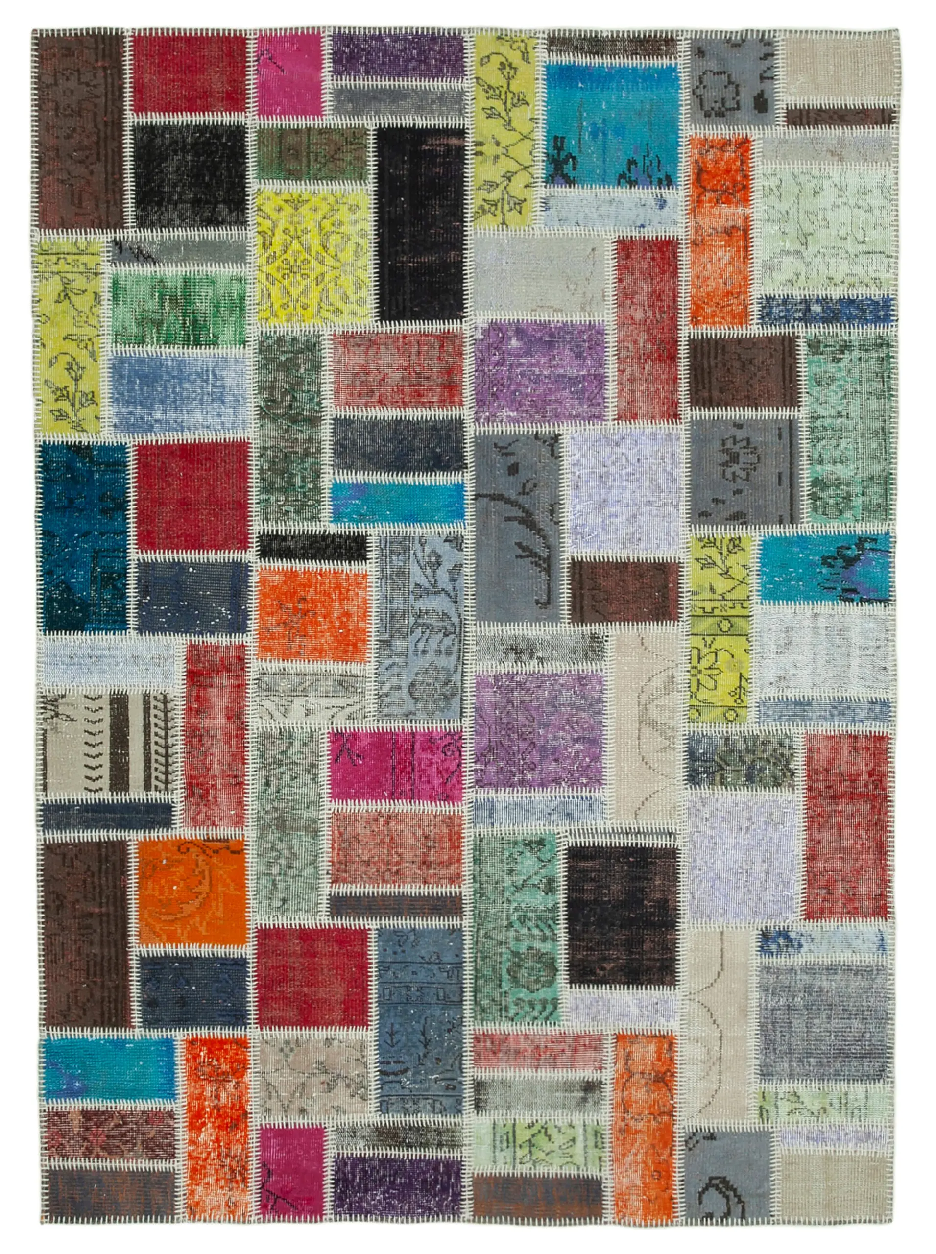 Rc_29607_0_Multicolor_Modern_Design_Patchwork_Rugs Patchwork Multi Pamuk Üzerine Yün El Dokuma Kilim-174x237 - Görsel 1