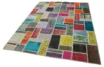 Patchwork Multi Pamuk Üzerine Yün El Dokuma Kilim-174x237 - Görsel 3