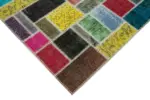 Patchwork Multi Pamuk Üzerine Yün El Dokuma Kilim-174x237 - Görsel 4