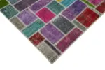 Patchwork Multi Pamuk Üzerine Yün El Dokuma Kilim-167x251 - Görsel 4