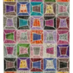 Patchwork Multi Pamuk Üzerine Yün El Dokuma Kilim-191x277
