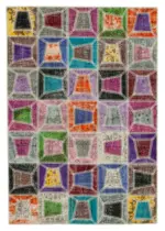 Patchwork Multi Pamuk Üzerine Yün El Dokuma Kilim-191x277