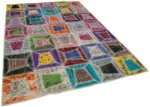 Patchwork Multi Pamuk Üzerine Yün El Dokuma Kilim-191x277 - Görsel 2