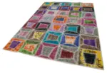Patchwork Multi Pamuk Üzerine Yün El Dokuma Kilim-191x277 - Görsel 3