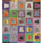 Patchwork Multi Pamuk Üzerine Yün El Dokuma Kilim-193x273