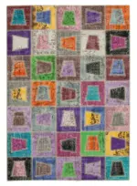 Patchwork Multi Pamuk Üzerine Yün El Dokuma Kilim-193x273